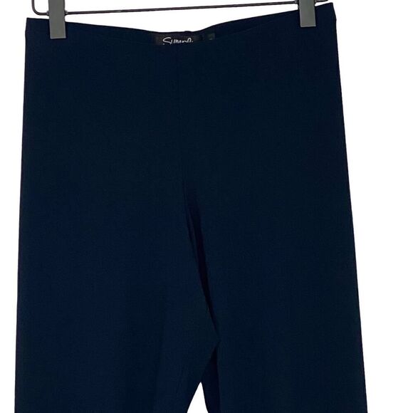 Sympli Navy Crop Legging Pants 23" Elastic Waist Pull-On Travel Comfort Size 4 - Picture 2 of 6